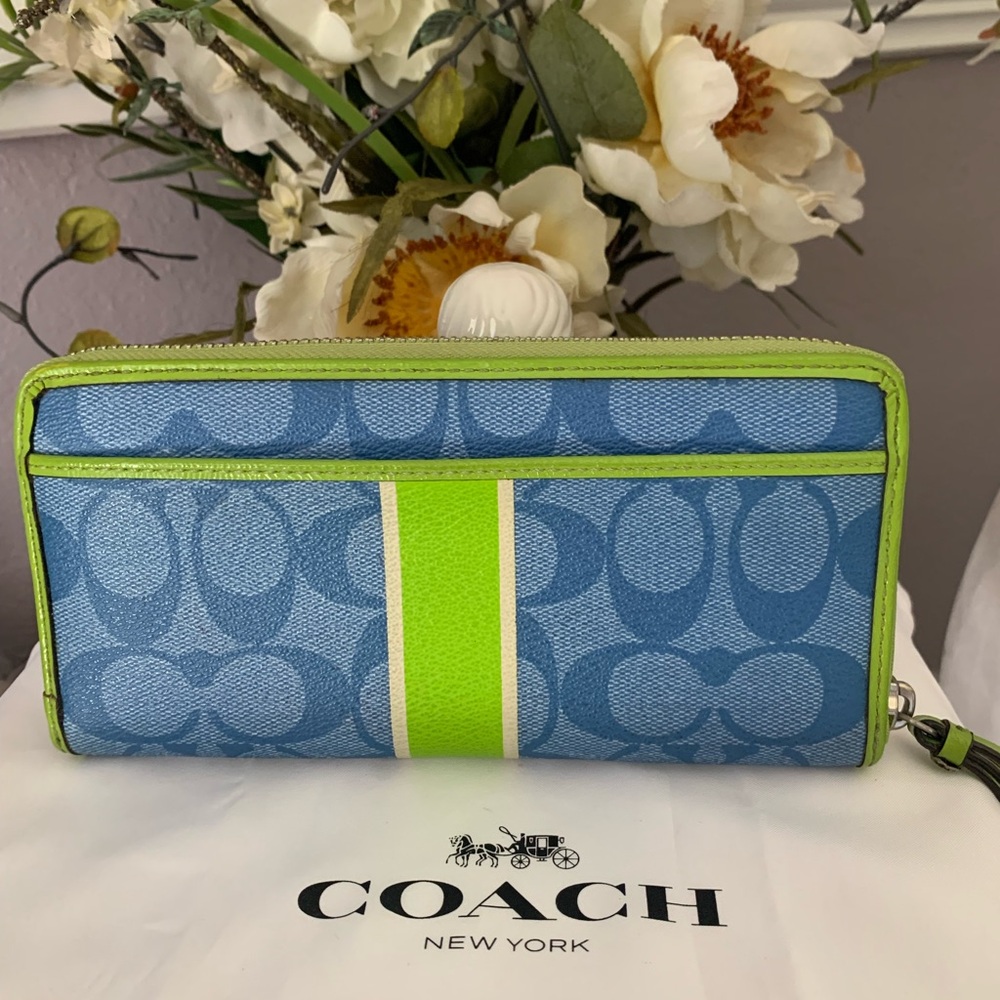 Coach Blue and Green Women's Wallet - Picture 2 of 6